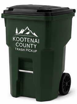 Green 96-gallon Kootenai County Trash Pickup bin